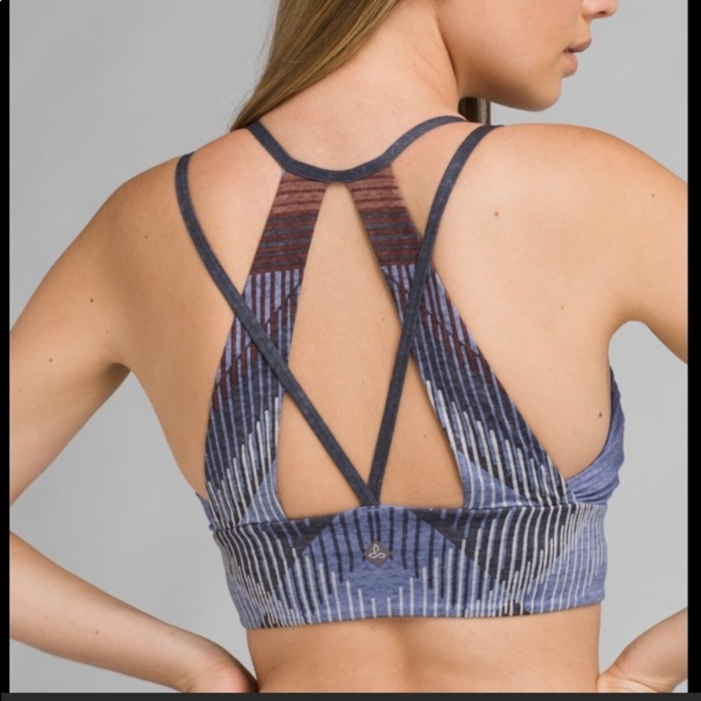 Prana Quartzite Crop Top Bra Blue Sangria